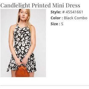 Free People Candlelight Printed Mini Dress. NWT.